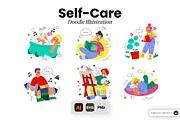 Self-Care Doodle Illustration, a Person Illustration by SLAB! Design (Thumbnail 1 of 3)