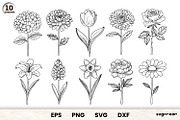 Flowers SVG Bundle, a Decorative Illustration by svgocean (Thumbnail 1 of 11)