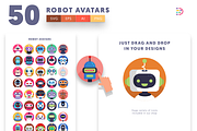 50 Cartoon Robot Avatar Icons Set, an Outline Icon by Dighital (Thumbnail 5 of 10)