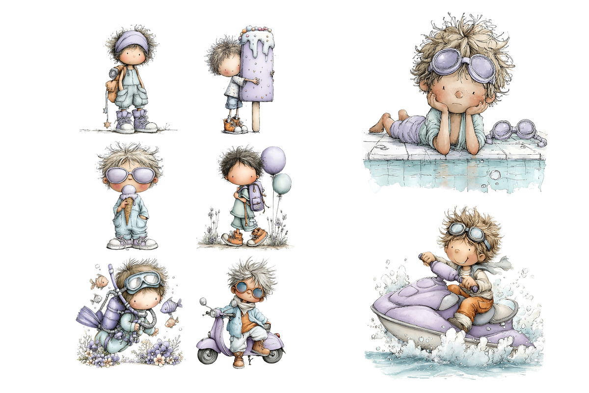 Storybook Beach Boy PNG, a Seasonal Illustration by Nicolle's Colorful Art (Photo 4 of 4)