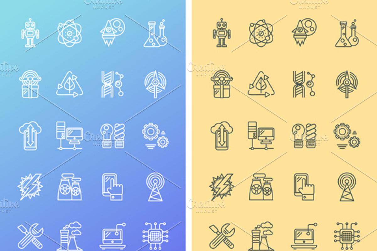 Set Icons Theme of Modern Technology