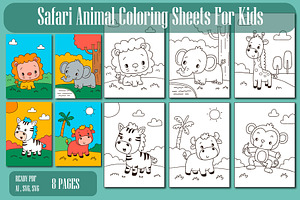 Safari Animal Coloring page For Kid, an Animal Illustration by Design House