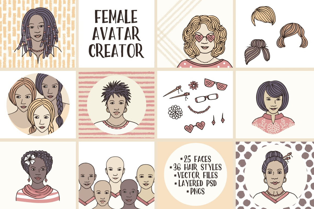 Huge Collection of 220 Diverse Faces, a Person Illustration by Franzi draws (Photo 8 of 12)