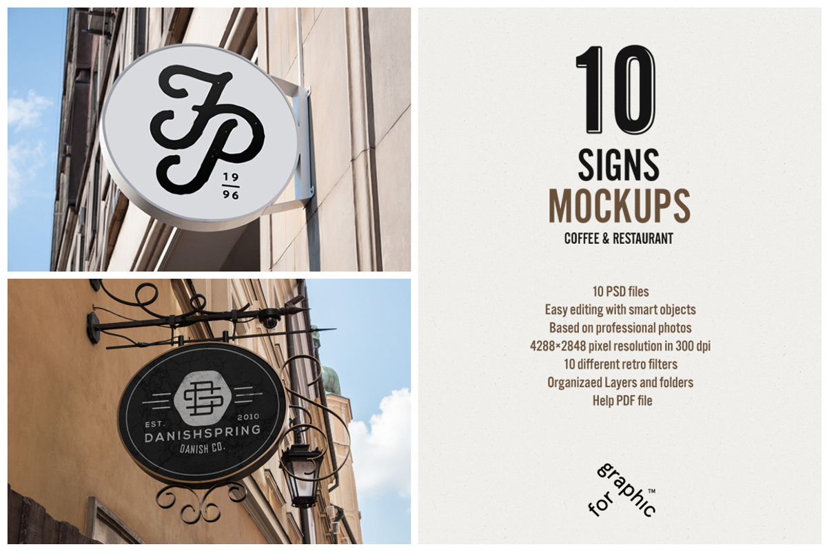 10 Signs Mockup Restaurant & Coffee, a Mockup by forgraphic™ (Photo 5 of 5)
