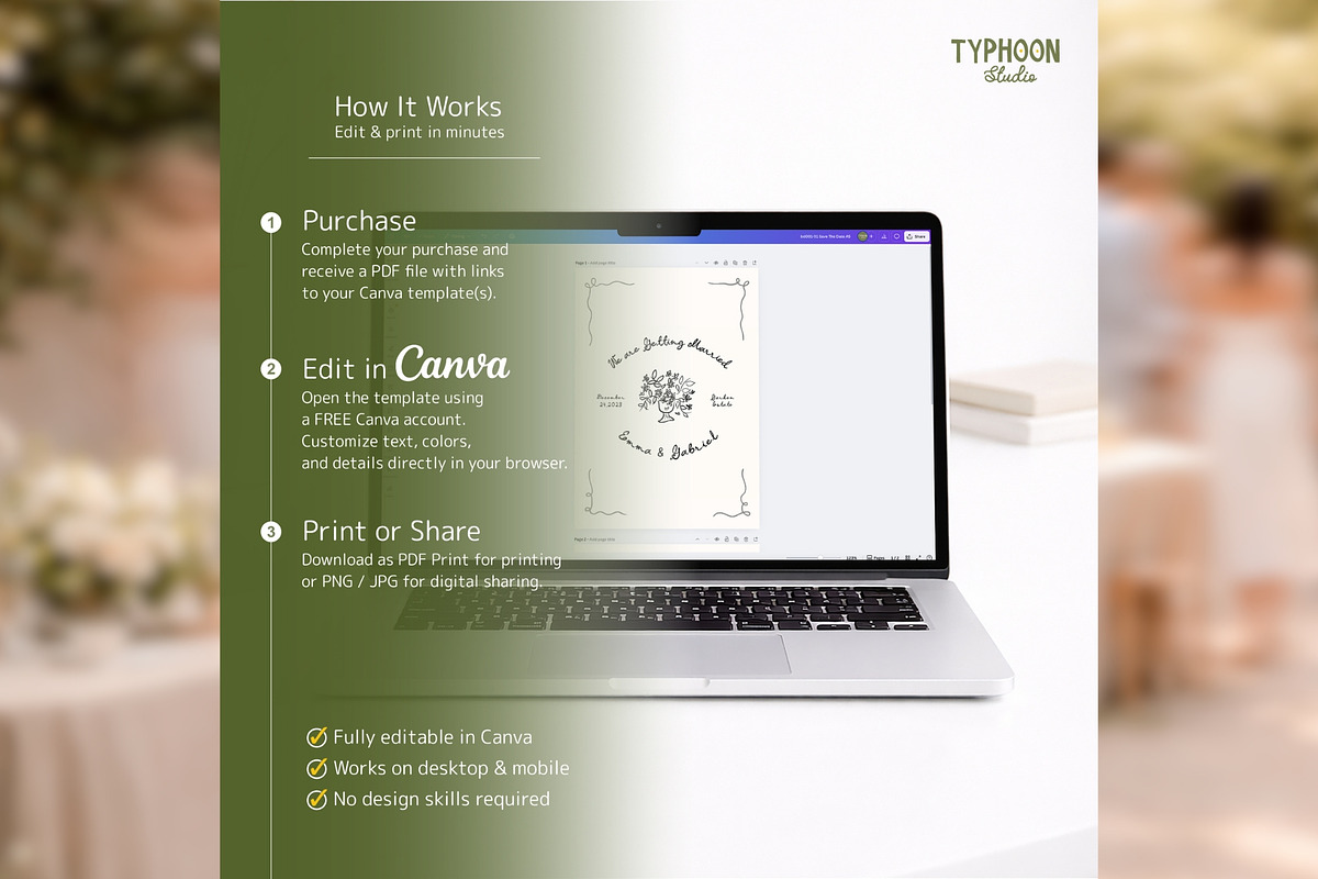 Elegant Wedding Program Canva bd005, a Card Template by TyphoonStudio (Photo 8 of 10)