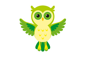 A pixel art owl with green eyes and, an Animal Illustration by the8monkey