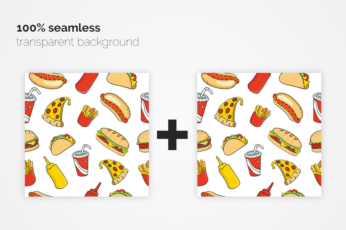 Fast Food Seamless Patterns, a Pattern Graphic by 3Y_Design (Photo 3 of 6)