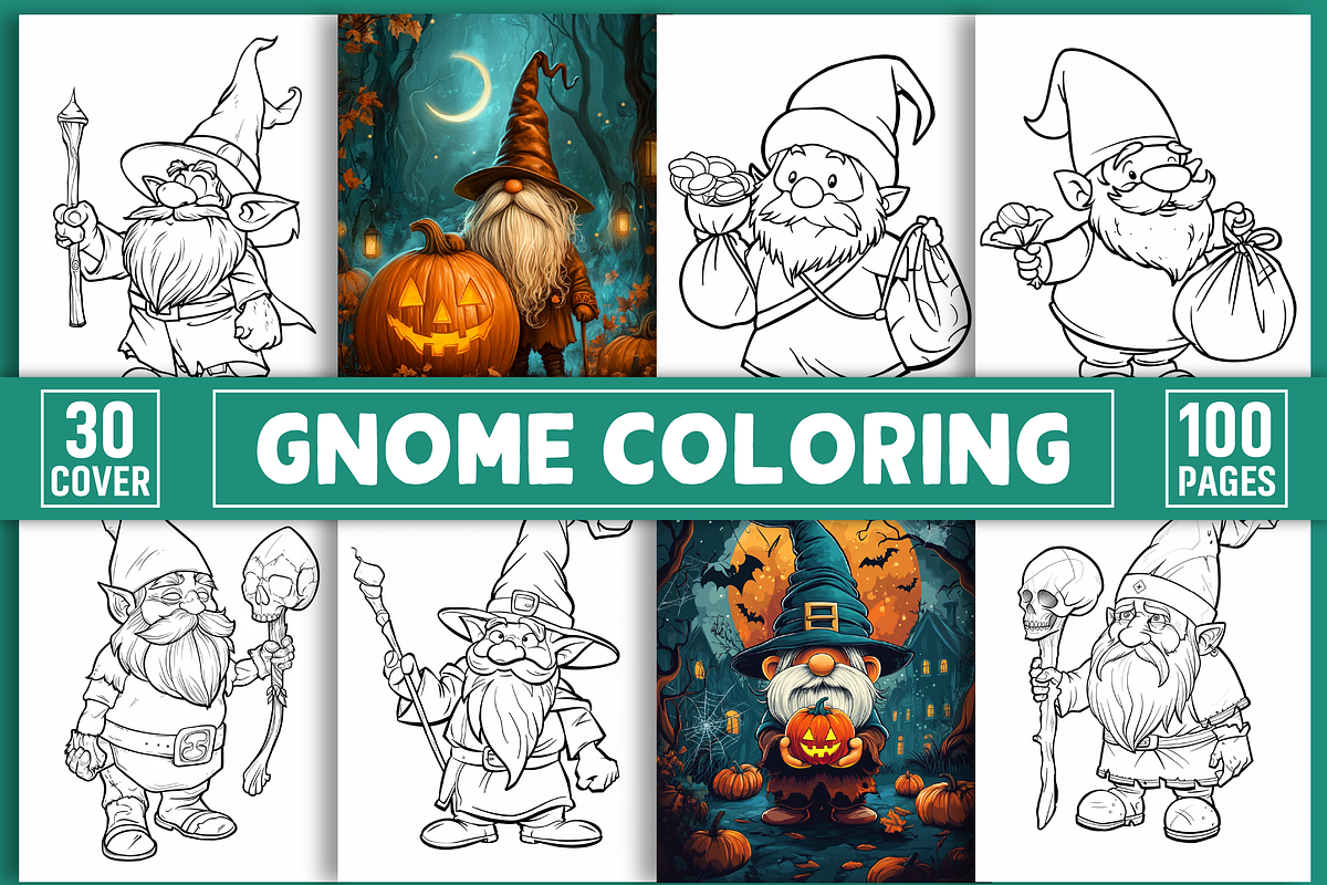 100 Gnome Coloring Pages For Adults, a Healthcare Illustration by Design Station (Photo 1 of 5)