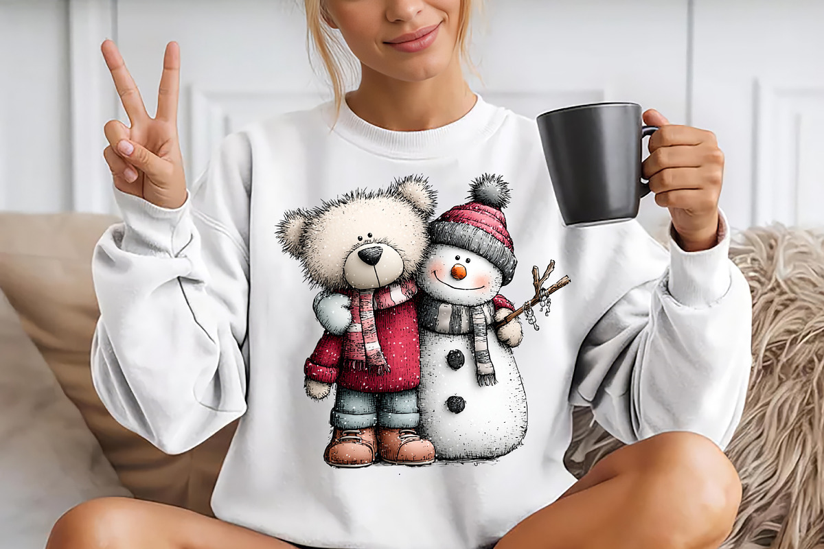 Whimsical Christmas Teddy Bear Clipa, a Seasonal Illustration by YA Design (Photo 7 of 7)