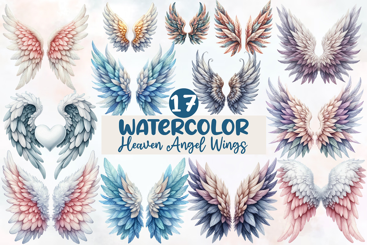 Heaven Angel Wings Sublimation Clipa, an Illustration by Designworld (Photo 1 of 5)