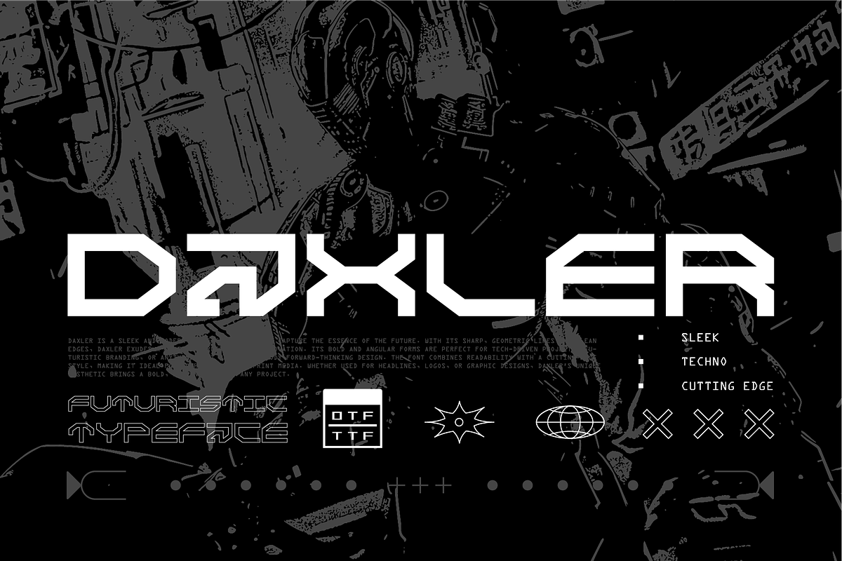 Daxler - Futuristic Display Font, a Sans Serif Font by Typeagle (Photo 1 of 7)