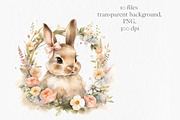 Floral easter bunny clipart, an Object Graphic by MyLittleMeow (Thumbnail 4 of 7)
