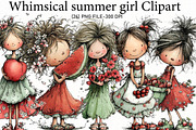 Whimsical summer girl Clipart, an Illustration by Designworld (Thumbnail 1 of 6)