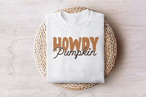 Howdy Pumpkin Western PNG, Retro