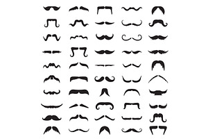 Moustache Silhouettes. Barber Shop