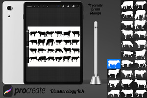 Cow Silhouette Set 1 Procreate Brush