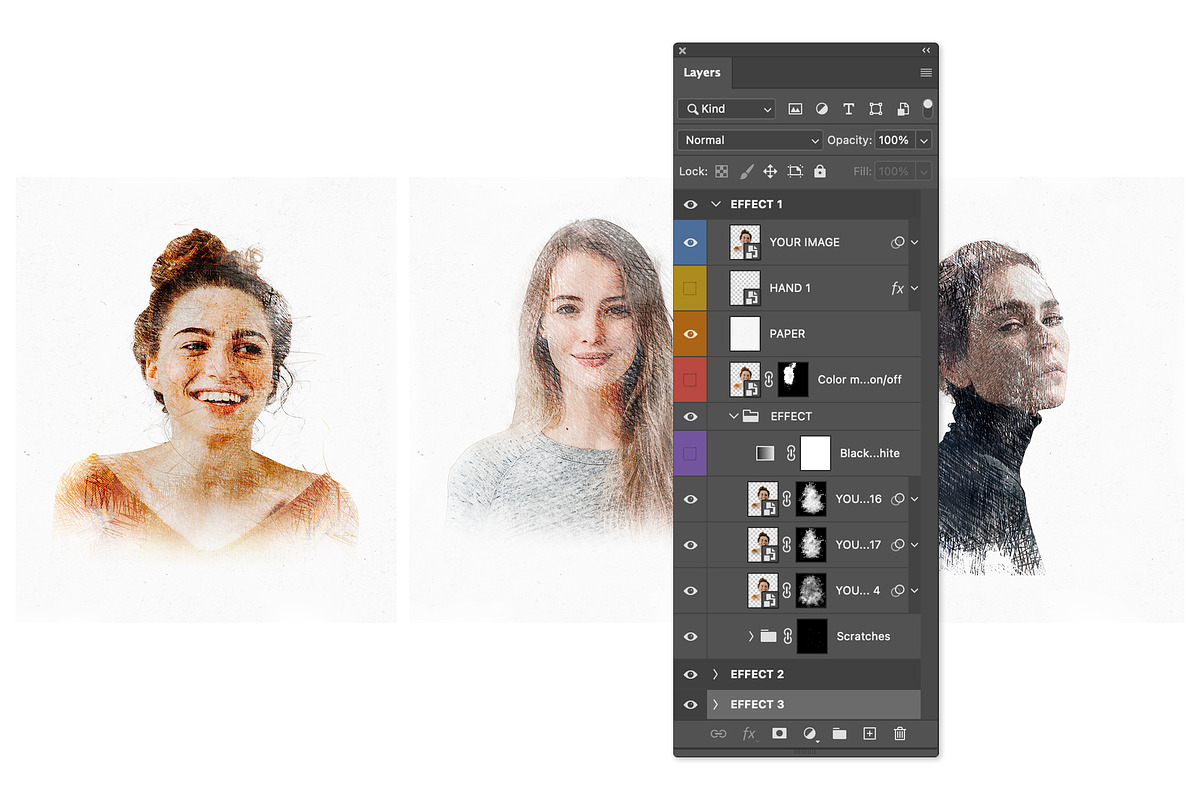 Photoshop sketch effects, a Pens & Pencil Mockup by Twin Design (Photo 4 of 5)