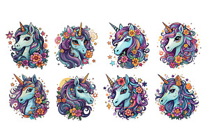 Unicorns In Cartoon Style