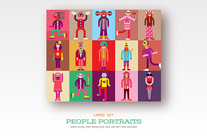 People Portraits, Flat Style Vector