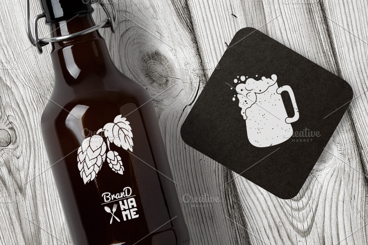 4 Beer Logos, a Branding & Logo Template by Zhemchuzhina (Photo 1 of 5)