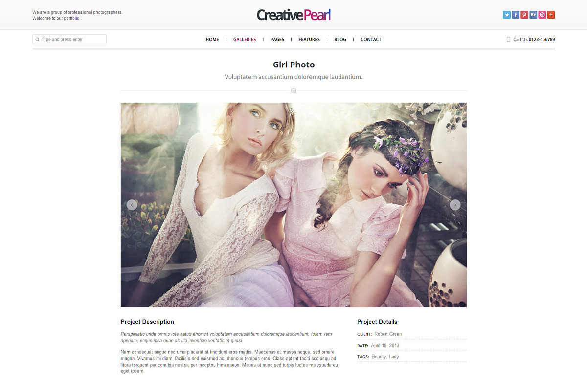 CreativePearl - Photography WP Theme, a WordPress Template by weblion (Photo 5 of 23)