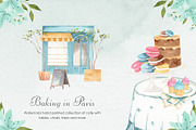 Baking in Paris Watercolor Clipart, a Food Illustration by natalisart (Thumbnail 3 of 16)