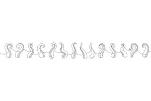 Octopus tentacles seamless line art, an Animal Illustration by GraphiShop