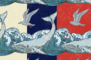 Whale, Waves, Seagull, a Pattern Graphic by NayaChu (Thumbnail 1 of 9)