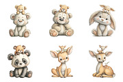Mom and baby animals clipart, an Illustration by SinaCreation (Thumbnail 2 of 8)
