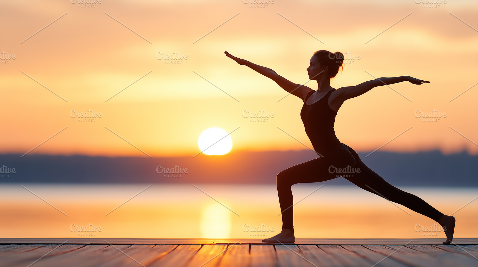 Woman practicing yoga in Warrior, a Sports & Recreation Photo by MistyDay