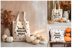 Totebag Cushion Halloween Mockup