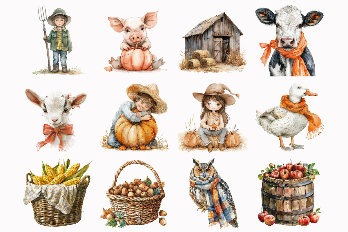 Fall Farm Clipart Bundle, an Illustration by Design Market (Photo 3 of 4)