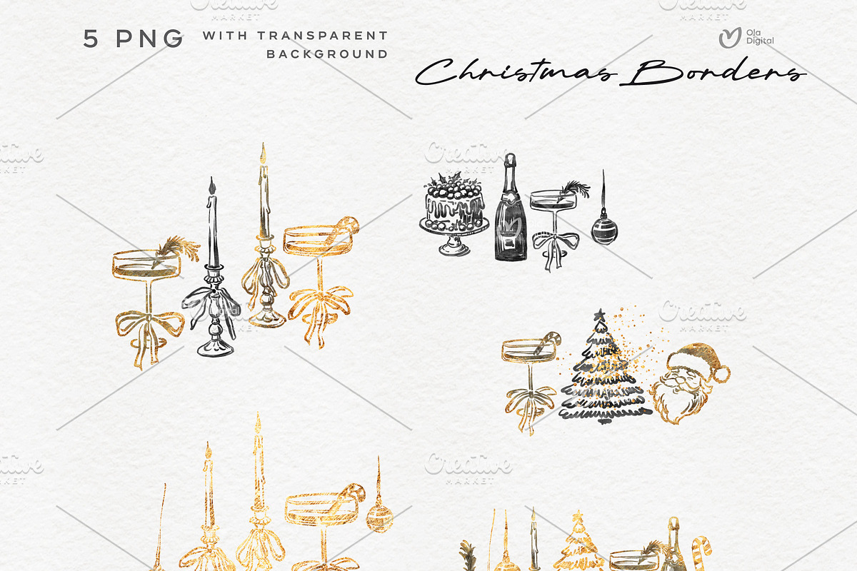 Vintage Golden Christmas Bundle PNG, a Graphic by ollalya (Photo 5 of 9)