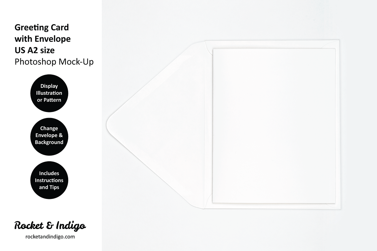 US A2 Card + Envelope PS Mockup, a Merchandise Mockup by Rocket & Indigo (Photo 6 of 7)