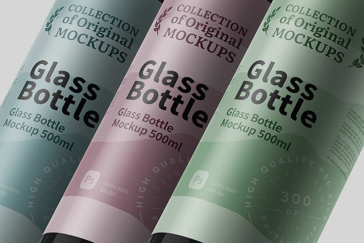 Three Glass Bottles Mockup, a Product Mockup by Reformer Mockup (Photo 3 of 6)