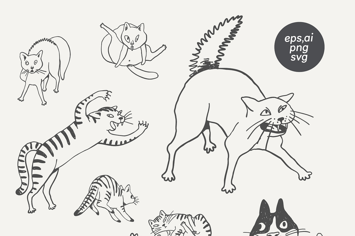 Funny Cats Line Art Bundle, an Illustration by Anastasiya Klempach (Photo 10 of 19)