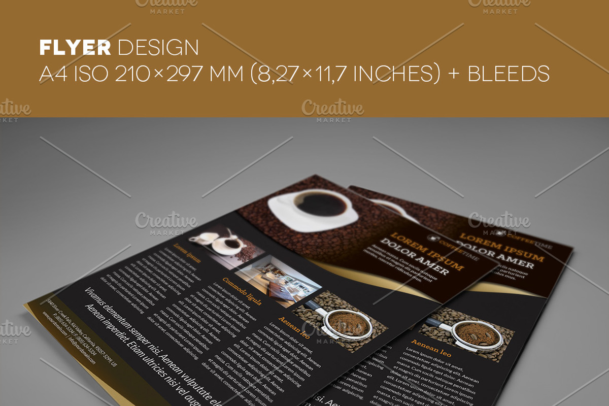 Coffee A4 Trifold brochure and Flyer, a Flyer Template by Illusiongraphic (Photo 3 of 4)