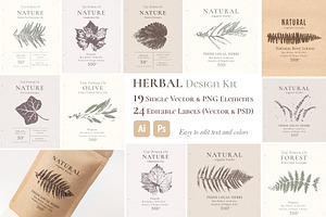 Herbal Design Kit: Vector & PSD