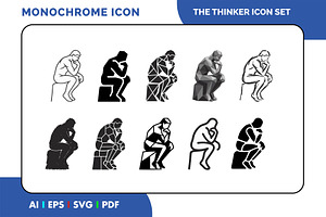 The Thinker Icon Set Simple Statue