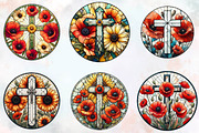 Poppy & Cross Faux Stained Glass, an Illustration by SVGArt (Thumbnail 4 of 7)