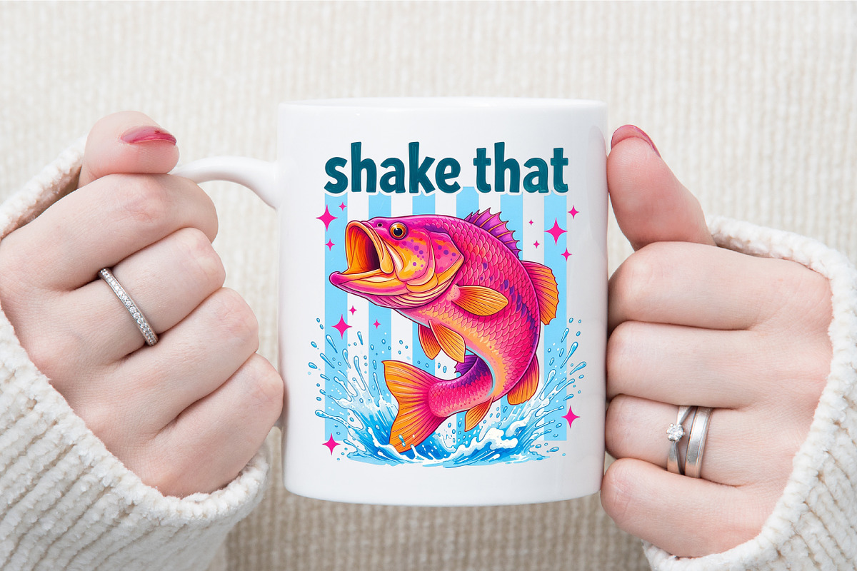 Colorful Bass Fish Shake That PNG, a Work Illustration by Sublimation Artist (Photo 7 of 9)