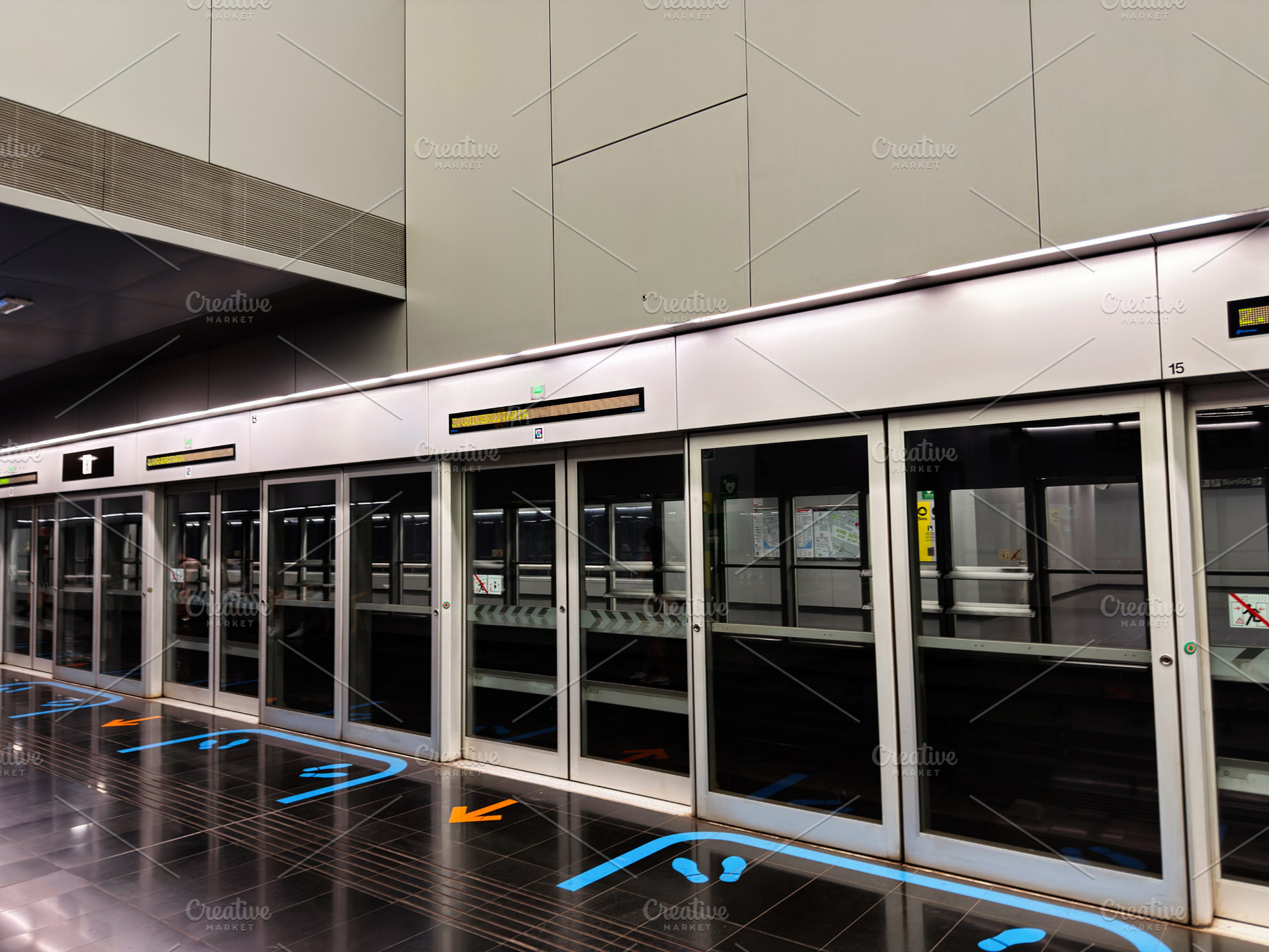 Empty metro platform with glass safety doors at a modern undergr, a Photo by AS photostudio