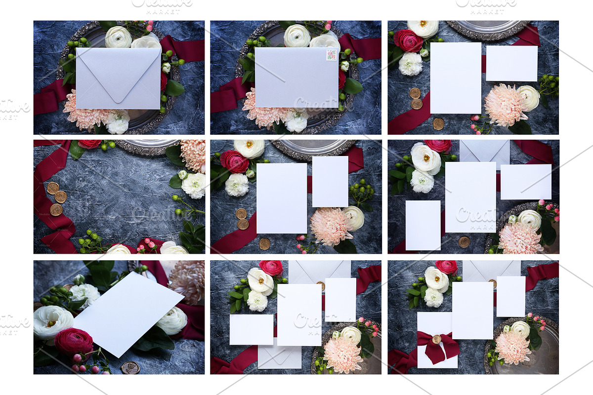 Dark floral  invite mock up bundle featuring mockup, mock up, and mockups, an Arts & Entertainment Photo by Mockette (Photo 2 of 4)