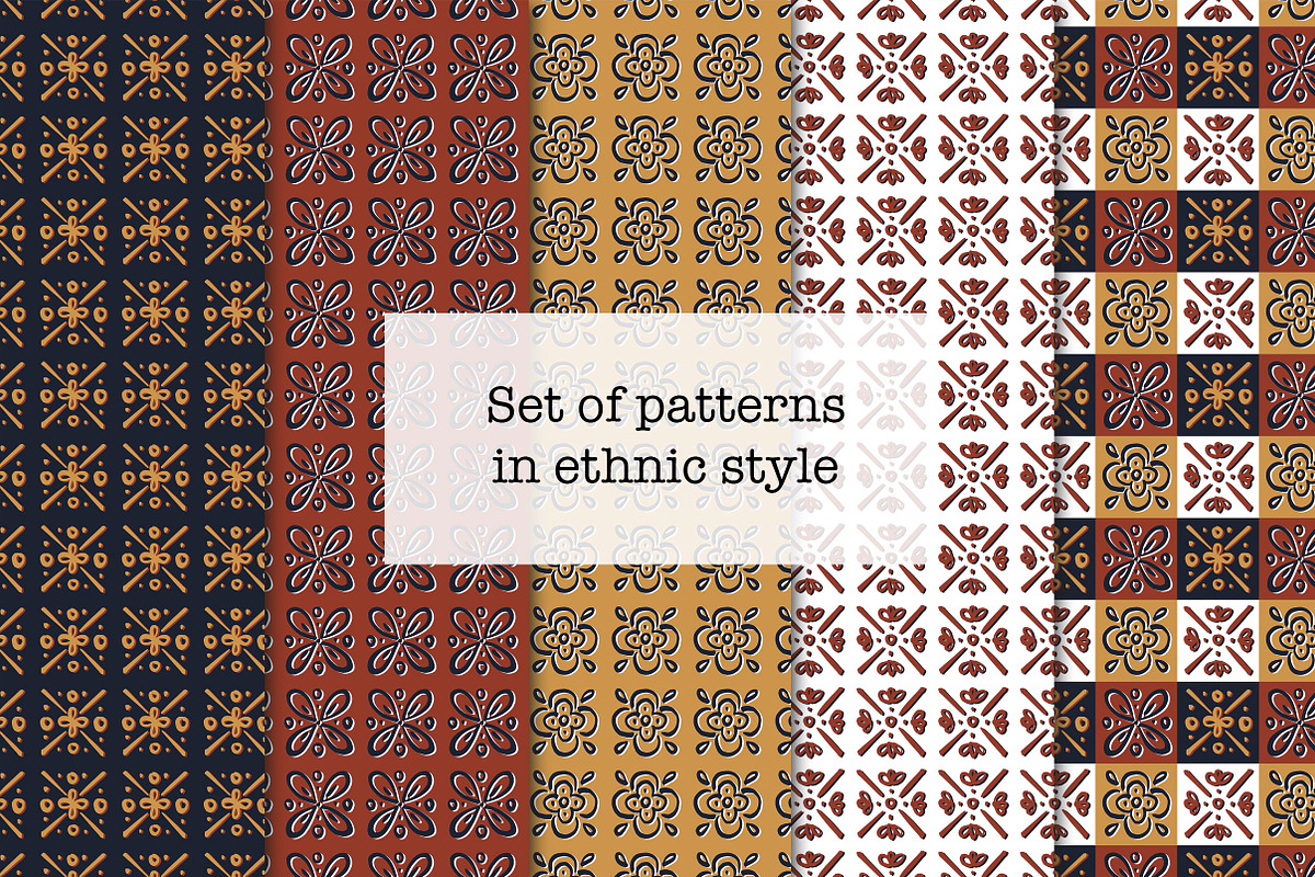 Set of patterns in ethnic style, a Pattern Graphic by Lyolya Profitrolya (Photo 1 of 6)
