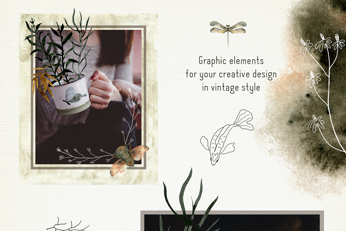 Watercolor Japanese Vintage WabiSabi, a Texture Illustration by KomannaArt (Photo 2 of 9)