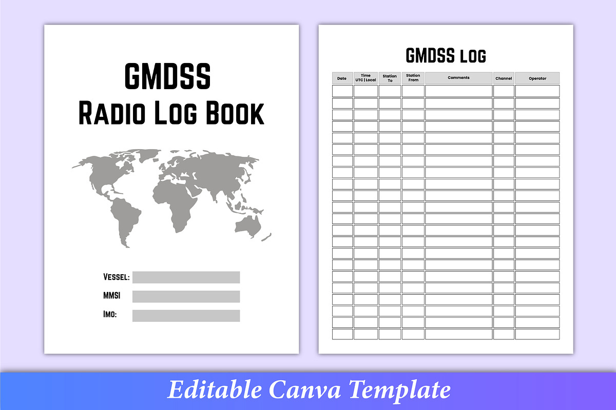 Editable GMDSS Radio Log Book Canva