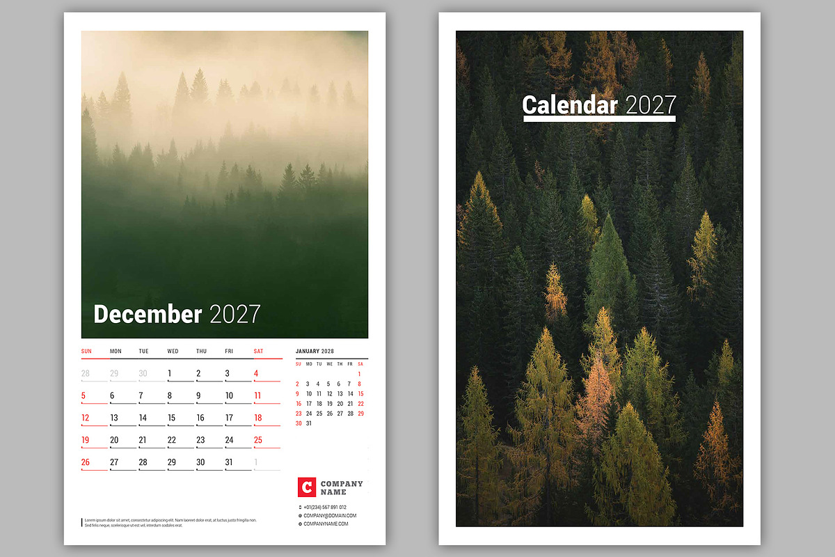 Wall Calendar 2027 (WC039-27), a Stationery Template by mikhailmorosin (Photo 4 of 7)