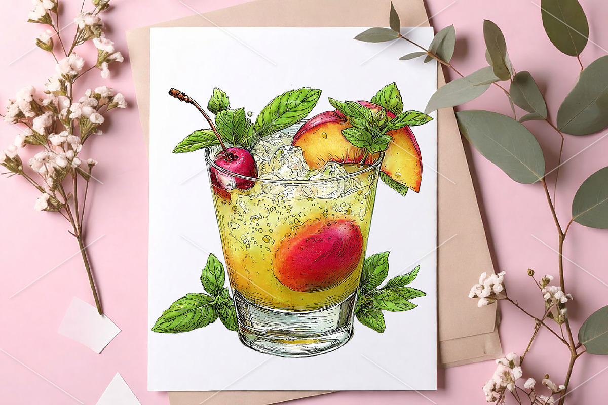 Whimsical Summer Cocktail Clipart, a Seasonal Illustration by Canvas Craft (Photo 7 of 7)