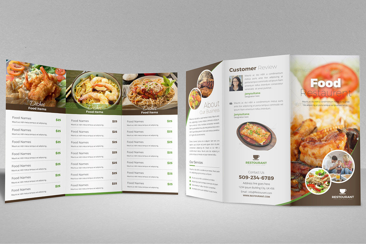 Food Restaurant Trifold Template