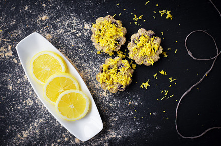 lemon cupcakes on a black background, a Food & Drink Photo by Artsaba Family